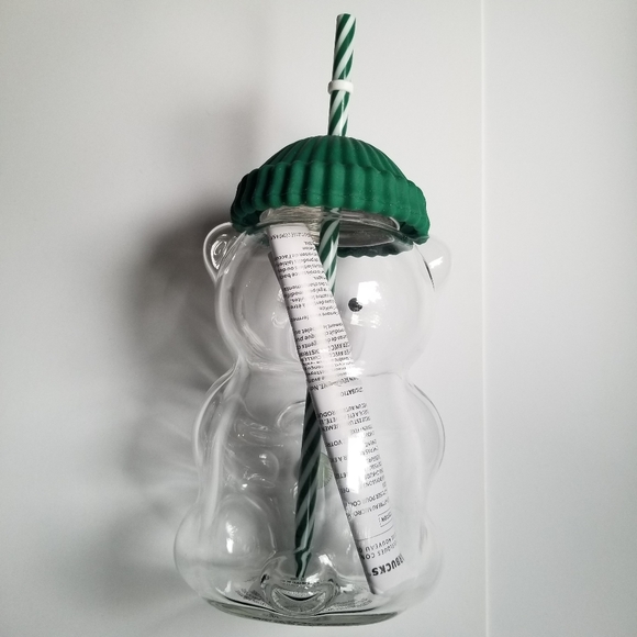 Starbucks Green and Clear Bear Glass Tumbler - Picture 4 of 6